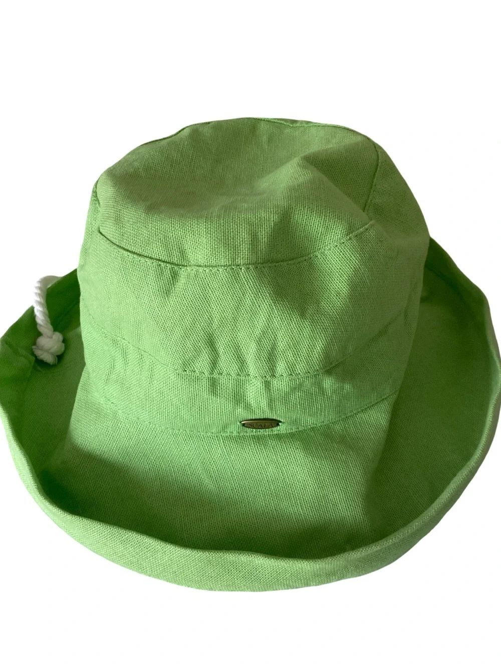 Scala Lime Green Sun Hat with Rope Detail -adjustable size